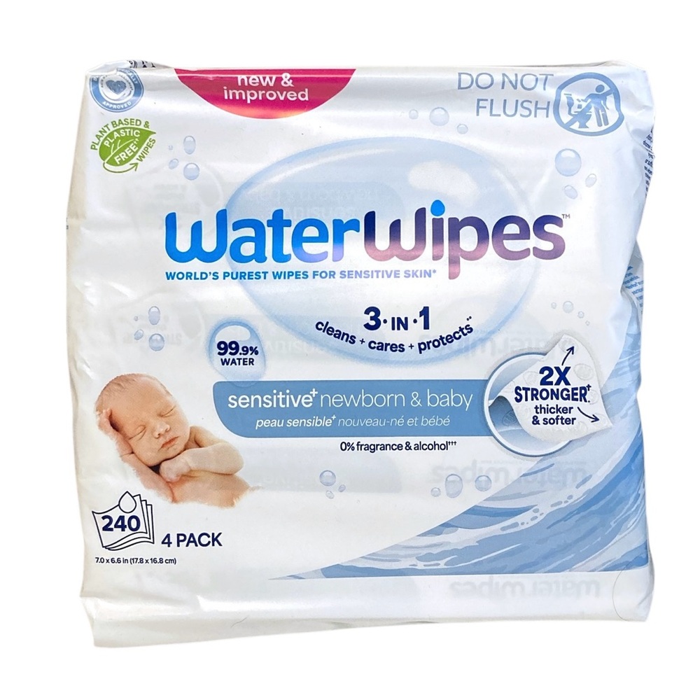 Waterwipes Sensitive Newborn & Baby Fragrance & Alcohol Free 4 Pack = 240 Wipes